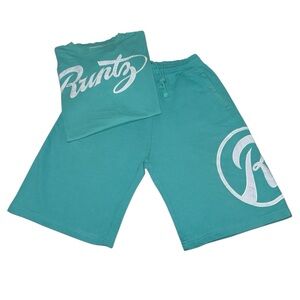 Teal Runtz T-Shirt and Shorts Set size Xl men’s